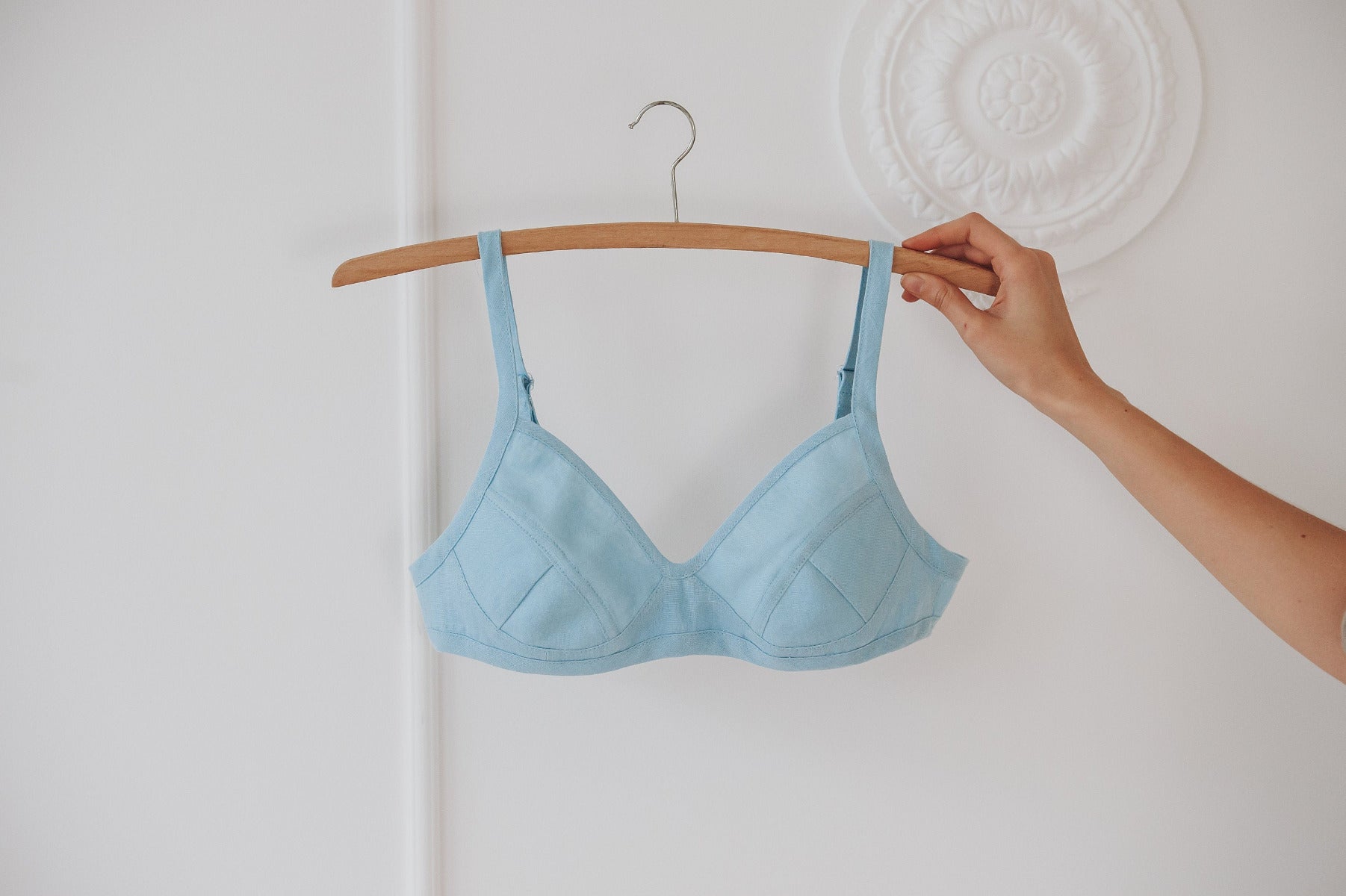Organic Blue Linen Bra, Soft Triangle Bra For Women – LacyLinen